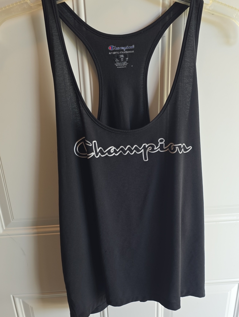 Champion Black Script Logo Racerback Tank Top
